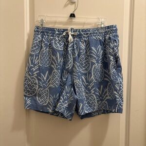Chubbies Shorts Men's Blue Thigh-Napples 5.5" Lined Swim Trunks Pineapple Medium